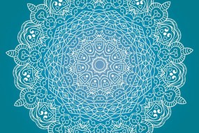 Samolepiaca tapeta meditačná Mandala na modrom pozadí - 450x300
