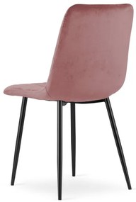 Set štyroch jedálenských stoličiek LAVA zamatové, ružové / čierne nohy (4 ks)