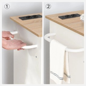 Pojízdný kuchyňský vozík s prodlužovacím kabelem Vasagle Asha 73 cm bílý