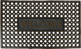 Čierno-zlatá gumová rohožka Welcome - 75*45*1 cm