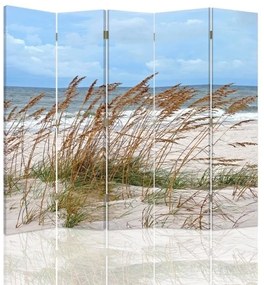 Ozdobný paraván SeaDunesGrass - 180x170 cm, päťdielny, obojstranný paraván 360°