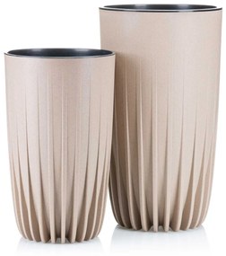 PLASTOVÝ KVETINÁČ STRIPPED ECO 51X30 CM BÉŽOVÁ