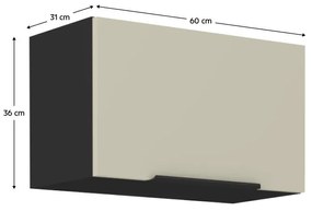 Horná kuchynská skrinka Arikona 60 GU 36 1F (kašmír + čierna) . Vlastná spoľahlivá doprava až k Vám domov. 1097045
