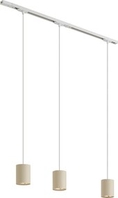Moderný koľajnicový systém s 3 závesnými svietidlami biely s béžovou 1-fázový - Iconic Holt