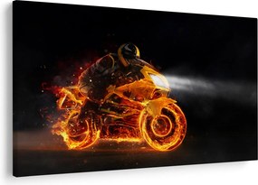 Obraz - Motorkár s plameňmi (90x60 cm)