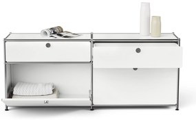 Kovová odkladacia skrinka »CN3« s výklopnými priečinkami a zásuvkami, biela