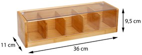 Drevený organizér na čaj Modern, 36x11x9,5 cm