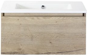 Kúpeľňový nábytkový set Sanox Frozen farba čela dub prírodný ŠxVxH 81 x 42 x 46 cm s keramickým umývadlom bez otvoru na kohút