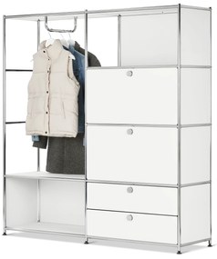 Kovová vešiaková stena »CN3« s 2 výklopnými priečinkami a 2 zásuvkami, biela