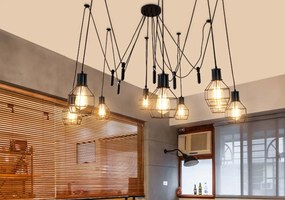 Závesné svietidlo H85 industrial, klietka 9 74197 - kov - Čierna