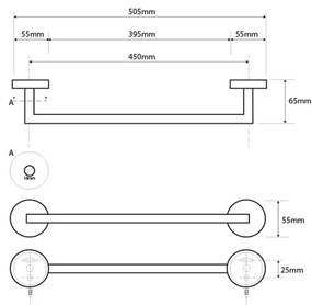 SAPHO XS401 X-Steel držiak na uteráky 50,5 cm, brúsená nehrdzavejúca oceľ