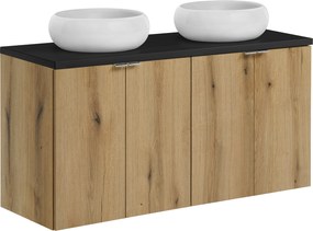 Comad Kúpeľňová skrinka s doskovými umývadlami set Nova Oak 120 dub coast evoke/čierna