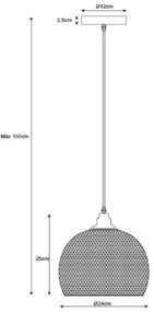 Lucide 43404/22/30 - Závesné svietidlo MESH 1xE27/60W/230V 22 cm