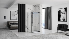 Štvorcový sprchový kút REA RAPID SWING 100x100 cm, čierny/transparent - bez vaničky