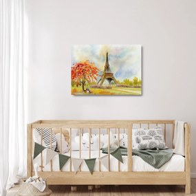 Maľovaný sklenený obraz Eiffelovej veže (70x50 cm)