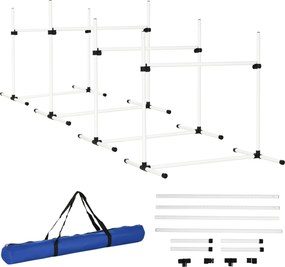 PawHut Agility Set pre psy - 4-dielna súprava agility vybavenia s 4 nastavitelnými prekážkami a taškou | Aosom