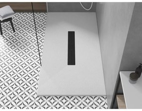 Mexen Toro, SMC obdĺžniková sprchová vanička 160 x 80 cm, biela, čierna krytka, 43108016-B