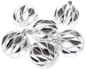 Sada vianočných ozdôb Silver shine, 6 ks, priemer8 cm, plast