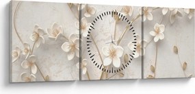 Obraz - Zlatý kvet - abstraktné (s hodinami) (90x30 cm)