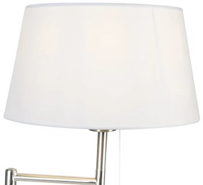 Klasická stojaca lampa oceľ s bielym nastaviteľným tienidlom - Ladas
