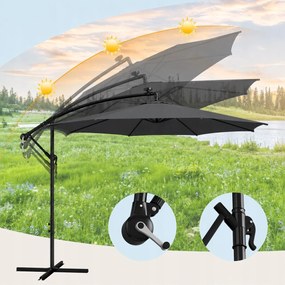 Ekspand Záhradný LED slnečník s bočným ramenom 300 cm sivý