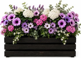 AMADEA Drevený obal s kvetináči - tmavý, 47x17x15cm Český výrobok
