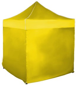 Rýchlorozkladací nožnicový stan 2x2m – oceľový, Žltá, 4 bočné plachty
