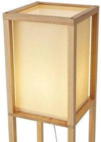 Moderná stojacia lampa drevená s béžovým tienidlom - Stojan