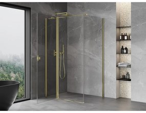 Mexen Mist T, sprchový kút s krídlovými dverami, 90 x 110 cm, 8mm číre sklo, zlatý lesklý profil, 8A4T-090-110-50-00