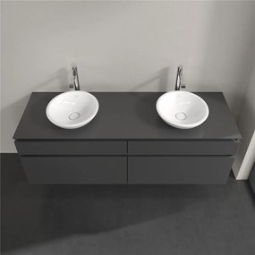 VILLEROY &amp; BOCH Legato závesná skrinka pod dve umývadlá na dosku, 4 zásuvky, 1600 x 500 x 550 mm, Glossy Grey, B60000FP
