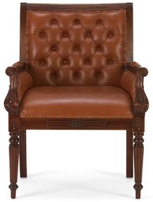 furniture-nabytek.cz - Kancelárske kreslo Cambridge II, masívna pravá koža, lakované, hnedé
