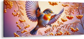 Obraz - Vták s jarabinou (120x50 cm)