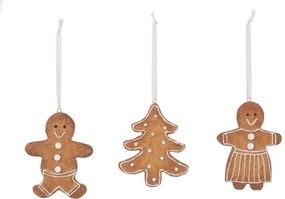 Set 3 ks závesná dekorácia perníček Ginger - 7*1*9 cm