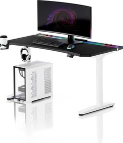 Elektrický herný stôl RGB s držiakmi, čierno-biely, 140 cm: Diablo X-Forge 1400