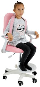 Kondela Rastúca stolička s podnožou a trakmi, ružová/biela, ANAIS 70551