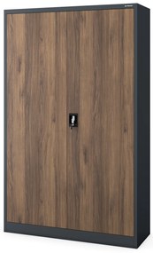 Kancelárska kovová skrinka na dokumenty JAN II, Eco Design: antracit/orech