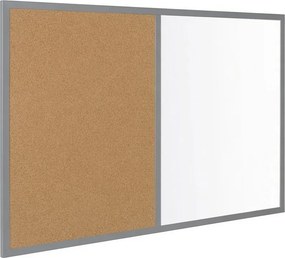 Toptabule.sk  Kombinovaná tabuľa biela v šedom drevenom ráme COLOR 60x40 cm