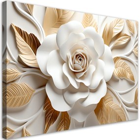 Gario Obraz na plátne Biely kvet a zlaté listy Rozmery: 60 x 40 cm