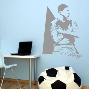 Veselá Stena Samolepka Kylian Mbappé Farba: šedá, Veľkosť: 80 x 60 cm