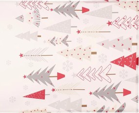 Vianočný behúň na stôl Stromčeky 150x40 cm, biely