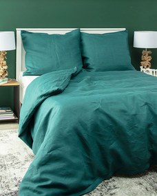 Ľanová posteľná bielizeň Linen 200x200 cm farba produktu zelená látka polopriehľadný, zapletaná