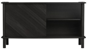 Čierna vitrína z dubového dreva s posuvnými dverami 135x73,5x48 cm Italic – UMAGE