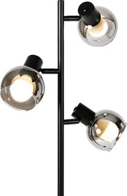Inteligentná stojaca lampa čierna s dymovým sklom vrátane 3 Wifi P45 - Vidro