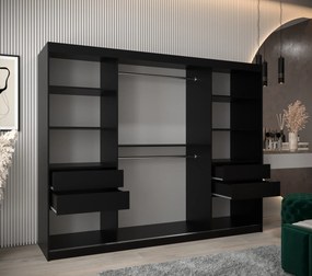 Šatníková skriňa 250 cm Rosaria (čierna). Vlastná spoľahlivá doprava až k Vám domov. 1126310