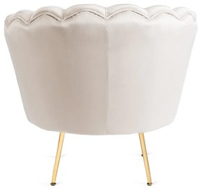 Kreslo LOREN s podnožkou, krémové, z velúru