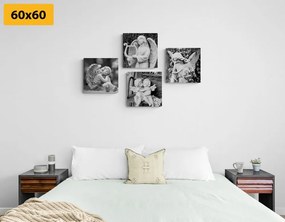 Set obrazov nebeský pokoj v čiernobielom prevedení - 4x 60x60