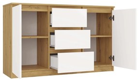 Komoda Malwa 2D3S 120 cm dub artisan/bílá
