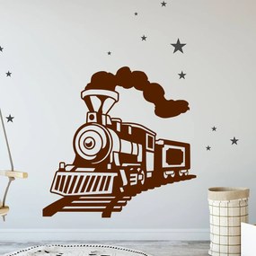 Veselá Stena Samolepka Parná lokomotíva Farba: hnědá, Veľkosť: 100 x 98 cm