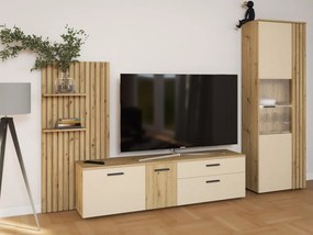 Obývacia stena Gatwick, dub artisan/kašmírová béžová, s osvetlením