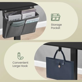 Elektricky nastaviteľný výškovo regulovateľný stôl, 160×70 cm, s 4 pamäťovými pozíciami, čierny